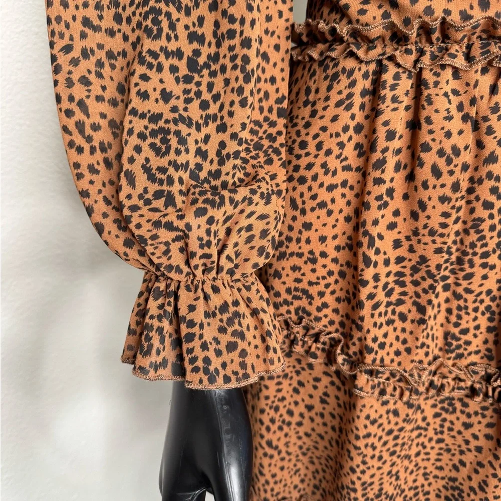 Leopard Print Ruffle Dress - Picture 3 of 10